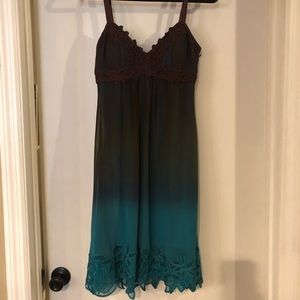 EUC Sue Wong silk midi cocktail dress